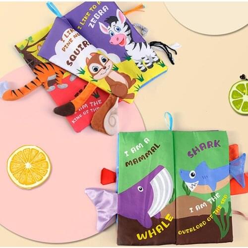 Animal Fruit Baby Infant Tails Book Toys Early Education Cloth Book Inspire Brains Baby Learning Intelligence Creative Books