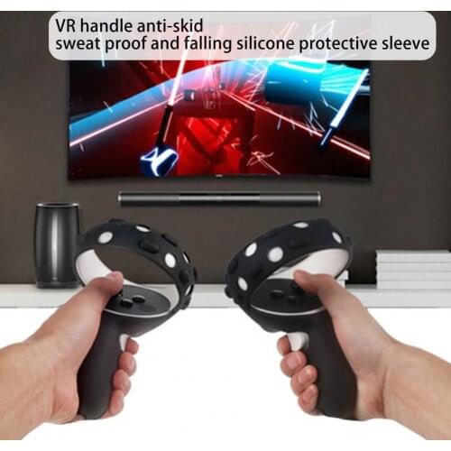 2Pcs Non-slip Sweatproof Soft Silicone Case Controller Handle Grip Protective Cover for Quest2 VR