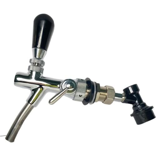 Beer Tap Adjustable Flows Chrome Draft Beer Tap G5/8 Shank Long Stem Home Brew Beer Keg Taps with Ball Lock Disconnect