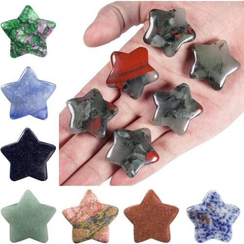 TUMBEELLUWA Set of 5 Healing Crystal Star Shape Worry Stones Pocket Stone Hand Carved Ornamant for Home Decor DIY Jewelry Making