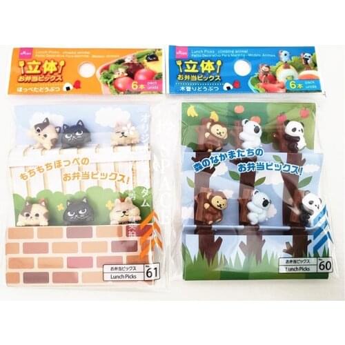 6PCS Cute Koala Fruit Dessert Fork Set Mini Cartoon Children Snack Cake Dessert Pick For Kid Toothpick Bento Lunches Party Decor