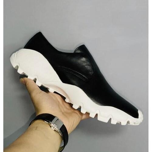 New fashion men shoes sneakers genuine leather slip on casual shoes for men black sport shoes