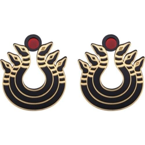 New Acrylic Hyperbole Six Heads Snake Gold Ethnic Earrings for wome Personality Fashion Hip Hop Rock Earrings Night Club Jewelry