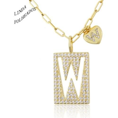 LINDA FOLHEADOS Hot Sale Women Unique Fashion Classic Jewelry New Design Gold Copper Necklace Letter Anniversary Gift