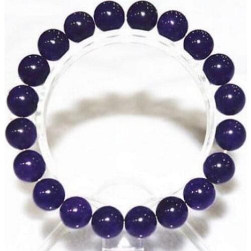 New hot Beautiful 10mm deep purple amethyst bead stretch bracelet 7.5 inches