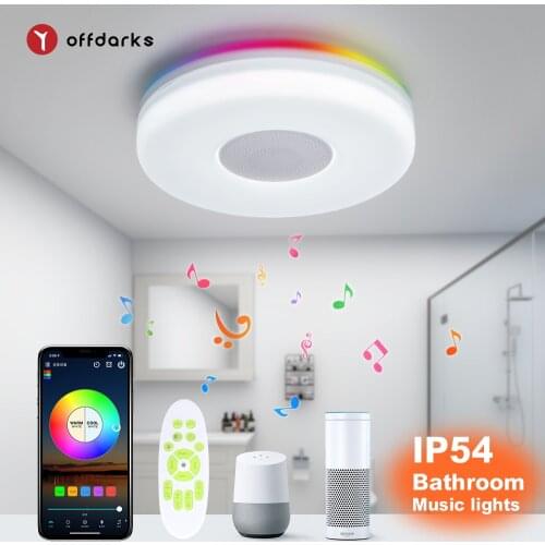 OFFDARKS Modern LED smart music ceiling lamp Bluetooth connection speaker 24W suitable for bathroom kitchen APP voice control