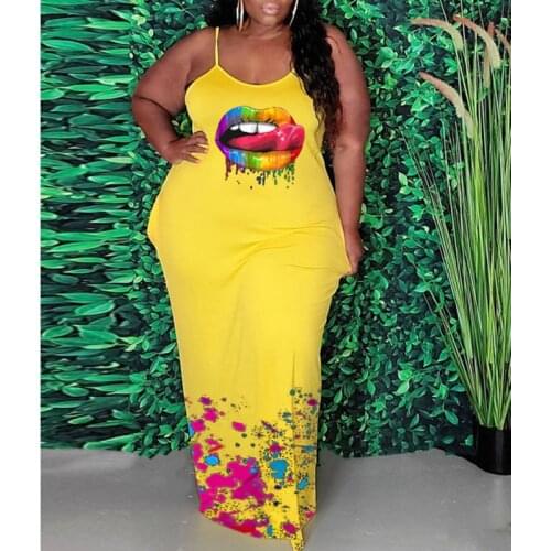 Zoctuo Print Dresses For Girls Yellow Spaghetti Strapless Backless Sexy Dresses For Women Casual Party Club Maxi Dresses Summer