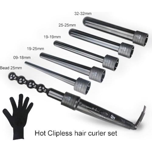 9-32mm 6in1 Professional Curling iron Hair Curler Cone Ceramic Curling Wand Roller Beauty Salon No Harm Hair Curlers Styler Tool