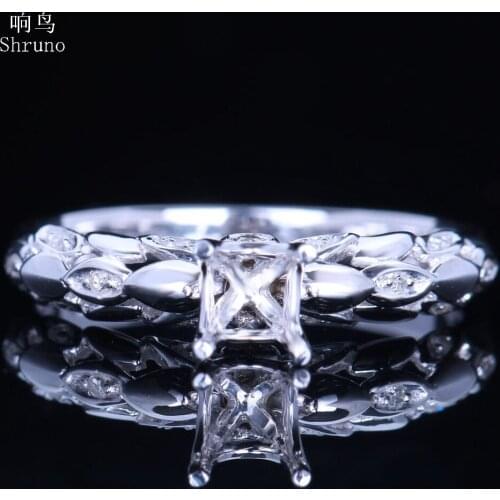 Shruno Shruno Solid 10K White Gold Natural Diamond Fine Jewelry Engagement Wedding Ring Round 7mm -8mm Semi Mount Ring Setting