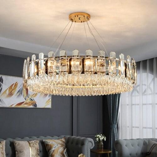 Modern Luxury Crystal Pendant Lights Lustre Bedroom Living Dining Room Deco Lamp Villa Indoor Lighting Led Hanging Light Fixture