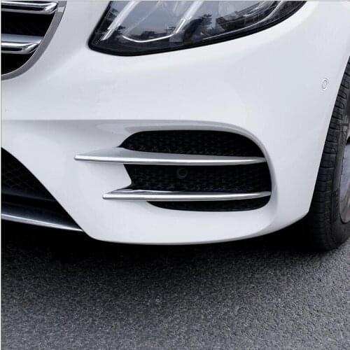Car styling Chrome Front Fog Light Lamp Cover Sticker Trim Stripe frame For Mercedes Benz E Class W213 2016-2018 Accessories
