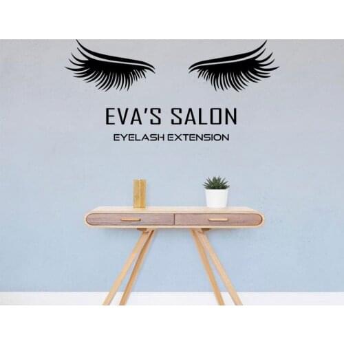 Beauty Salon decal Eyelash Extension Eyelashes Salon Vinyl wall Stickers Fashion Lashes art Removable Beauty Salon Decor Z893
