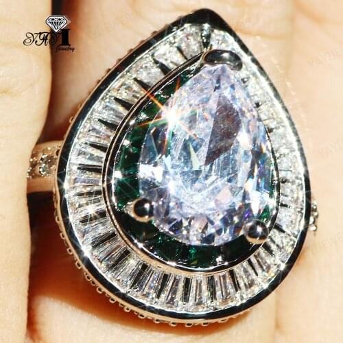 YaYI Jewelry Fashion Princess Cut Prong Setting White AAA+ Cubic Zirconia Silver Color Engagement Wedding Precious Gift Rings