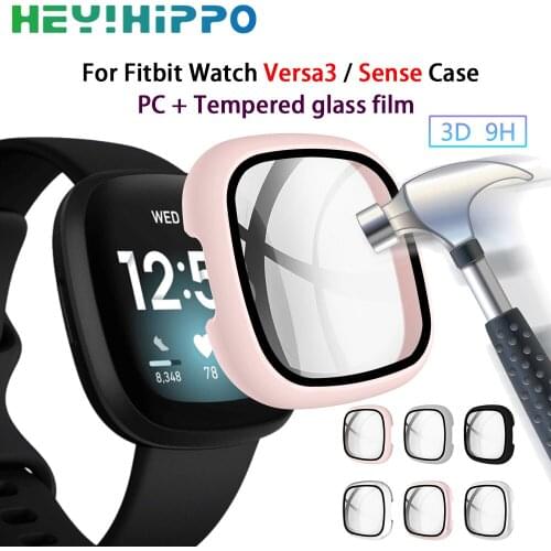 PC Plating Protection Case For Fitbit Versa3 Watch Bracelet Screen Glass Film Shell for Fitbit Sense Cover Protective Frame