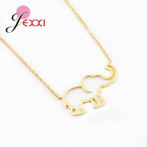 2021 New Arrival Gold Silver Color Collier Femme Elephant Pendant Necklaces 925 Sterling Silver Chains For Women Jewelry