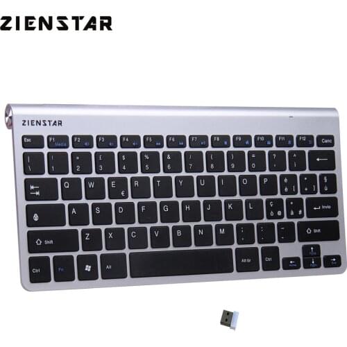 Zienstar Italian Language Ultra Slim 2.4G Wireless Keyboar for Macbook PC computer Laptop Smart TV with USB Receiver