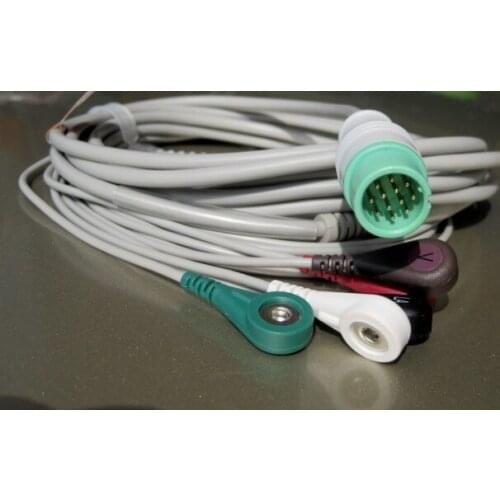 12-pin 5-lead one-piece ECG cable lead wire compatible with Biolight A2 A3 A6 A8 Q5 and other series of ECG monitors