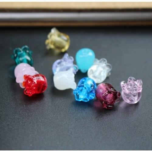 10Pcs 8mm*9mm Lovely Flower Shape Handmade Lampwork Glass Beads Multi-color for Earring Bracelet Necklace jewelry &DIY