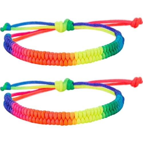 2pcs Colorful String Bracelets for Protection Handmade Thread Amulet Friendship Jewelry