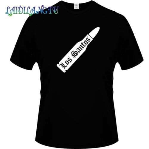 Mens t shirts fashion 2019 Los Santos Bullet Grand Theft Auto Men High Quality Cotton O-Neck Short Sleeve T Shirts Male Tees