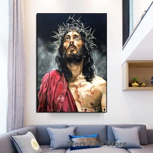 Home Art Decoration Abstract Jesus Canvas Paintings On The Wall Posters And Prints King Of Kings Graffiti Art Canvas Picture