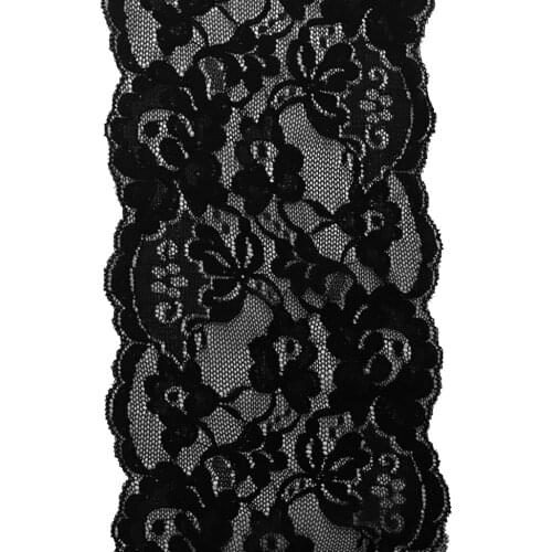 Embroidery Floral Stretchy Lace Elastic Trim Fabric for Garment and DIY Craft Supply, 5 Yards