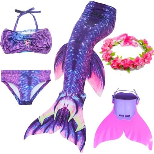 Girls Kids Children Mermaid Tails for Swimming Monofin Costumes Swimmable Bikini Bathing Swimsuit Little Cosplay