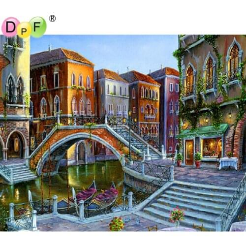 Small town scenery New arrive needlework diy diamond painting embroidery pasted square full drill Mosaic pattern home decor