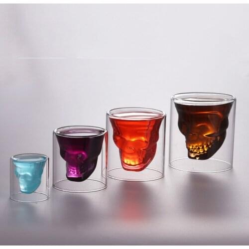 4 Sizes Two Ways Shot Transparent Crystal Skull Head Glass Cup for Whiskey Wine Vodka Bar Club Beer Wine Glass