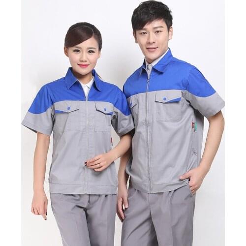 Summer Short Sleeve Work Clothing Suit Plus Size Men Women Auto Car Repair Workshop Working Uniforms Mechanic Electric Coveralls