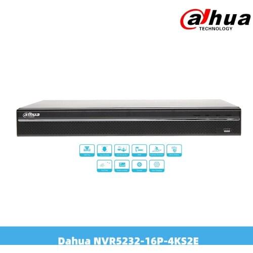 Dahua 32 Channel 16PoE Ports 8MP Resolution 4K&H.265 Smart 1U Lite Network Video Full HD 1080P Recorder NVR5232-16P-4KS2E
