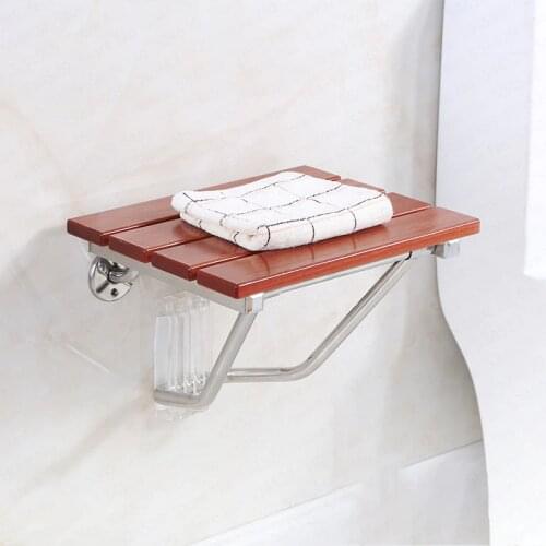 Solid wood bath stool folding stool seat bathroom wall seat stool non-slip shower wall chair living room wall hanging shoe bench