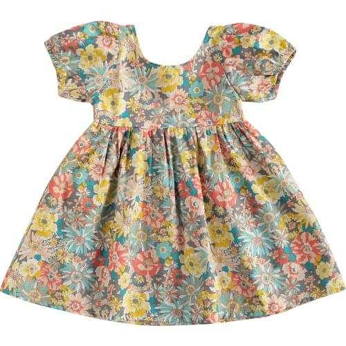 Ma&Baby Summer Vintage Flower Children Kid Girls Dress Ruffles Puff Sleeve Holiday Dresses For Girl Costumes Clothes