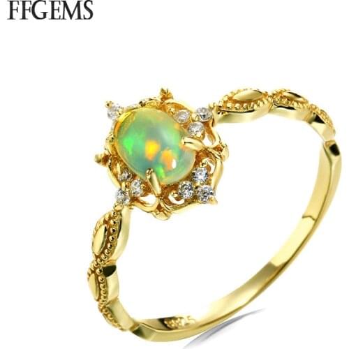 FFGems Natural Freshwater Pearl Rings Sterling 925 Silver Opal Gemstone Wedding Engagement for women girl Fine Jewelry with box