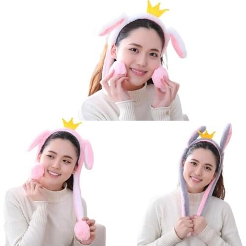 Unisex Winter Fluffy Plush Headband Cute Moving Airbag Rabbit Ears Ear Warmer Hair Hoop Gift Party Favors Dance Toy Photo Props