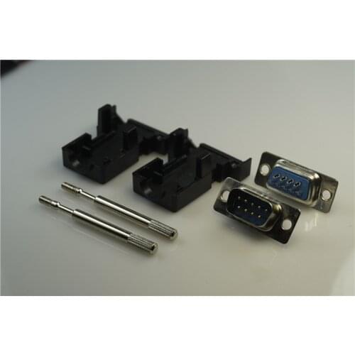 10PCS DIY D-sub Connector 9 Pin Male RS232 Serial Port Connector DB9 plug Shell Plastic solder wire type screw bolt Adapter