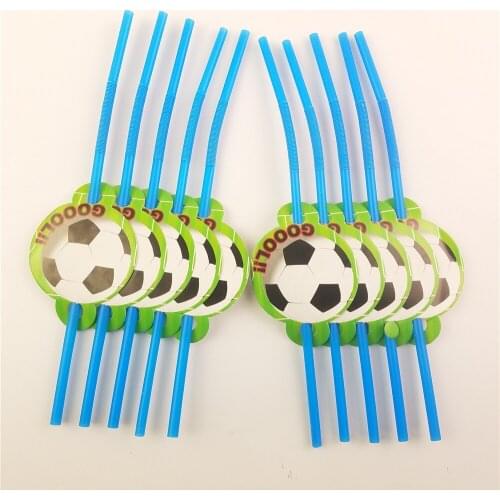10pcs/lot Football Soccer Party Supplies Drinking Straws kids Birthday Decoration Baby Shower For Kids Boys World Cup Decoration
