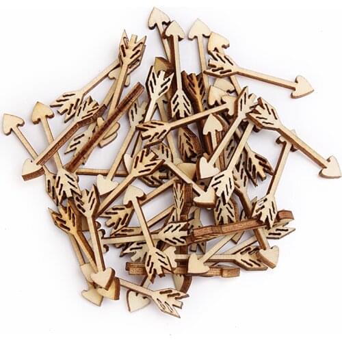 100PCS 34x7mm Wood Cupids Arrows Confetti Emebellishments DIY Wedding Invites Decorations Crafts Scrapbooking Home Ornaments
