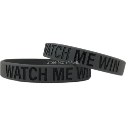 100pcs Inspirational Quote WATCH ME WIN wristband silicone bracelets free shipping by ePacket A