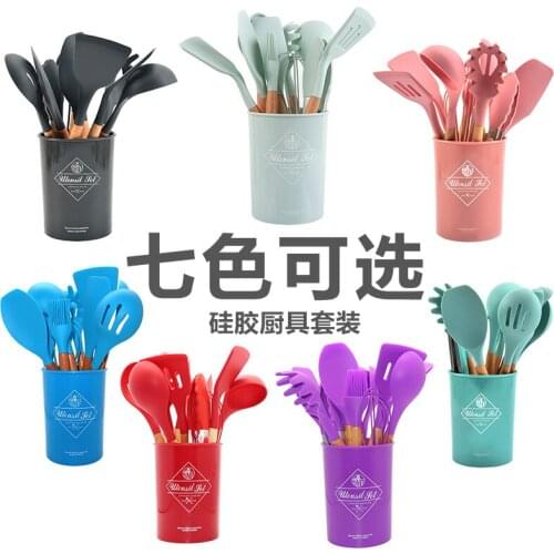 12-piece non-stick spatula slotted shovel soup spoon cooking spoon shovel oil brush kitchen utensils hot silicone kitchenware