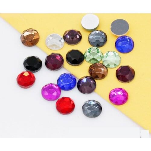 20p 10mm Round Multi-color Foiled Flatback faceted glass stone Non-hotfix Crystal Rhinestone wedding cards,jewelry making beads