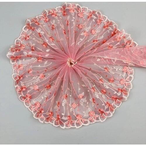 30Yards Floral Embroidered Lace Trim Mesh Tulle Fabric for Lingerie Underwear Home Textile Dress Decorations DIY 13.5cm