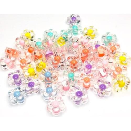 30pcs/lot 12mm Colourful Flowers Acrylic Loose Spacer Beads for Jewelry Making DIY Bracelet Necklace Earrings Accessories