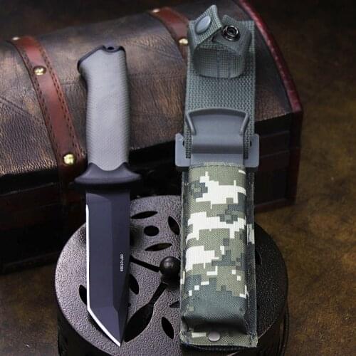 Army Green ABS quality Outdoor Tactical Knife 440C North American Safari Hunting knife outdoor rescue straight knife + scabbard