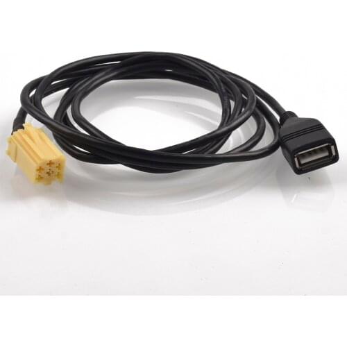Car MINI-ISO 6 Pin Connector Plug Black USB Adapter Cable AUX function for Alfa Romeo Fiat Grande Punto 2007