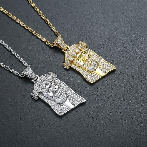 Bling Bling Jesus Brass Pendants Mirco Pave Prong Setting AAA CZ Men Hip Hop Jewelry CN339