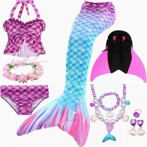 Kids Mermaid Costume Swimsuit can add Monofin Fin Swimmable Mermaid Tai for Girls Swimming Bating Suit Cosplay Costumes