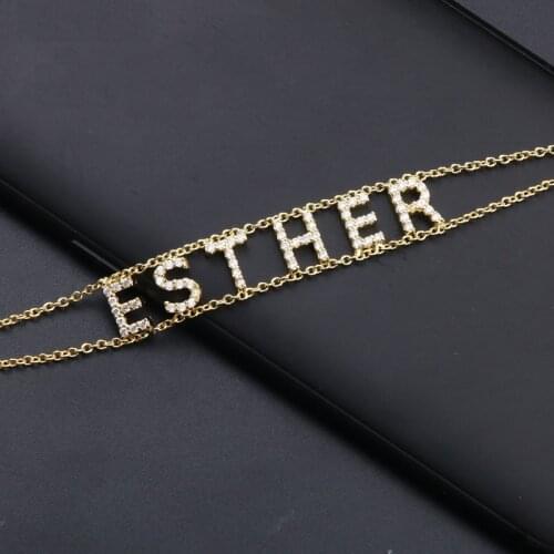 Duoying Custom Zirconia Letter Bracelets Personalized Jewelry Initials Name Bracelet Chain bracelet Xmas Gift BR42