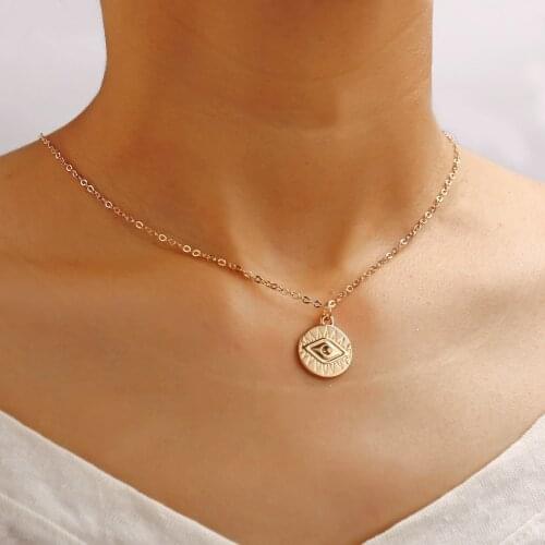 European and American Cross-Border New Eye Pendant Necklace Creative Retro Simple Clavicle Chain Gold Separate Sweater Chain