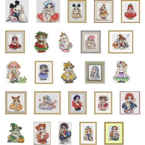 Rabbit styles night snowing patterns Counted Cross Stitch DIY Cross Stitch Kits Embroidery